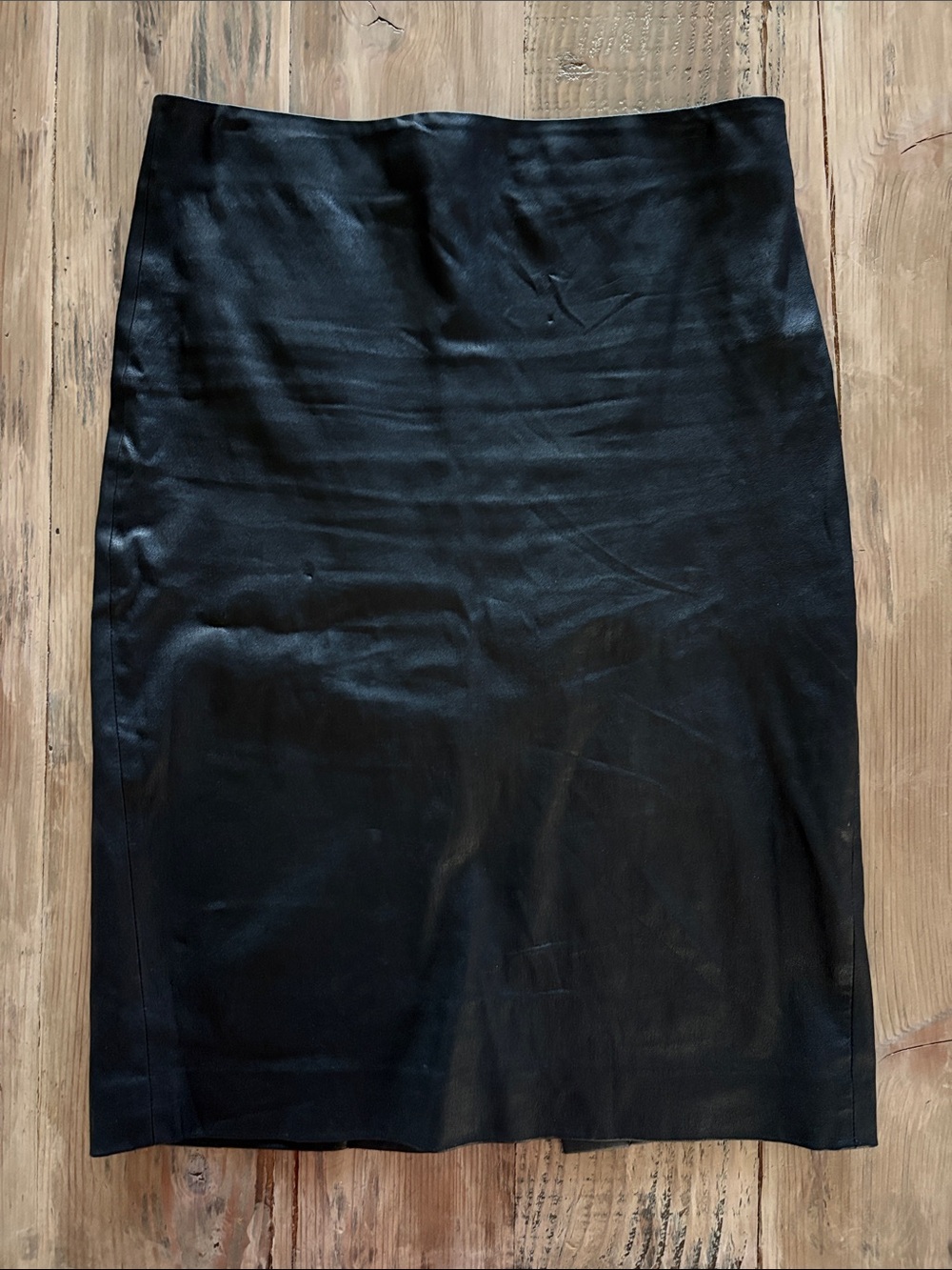 Theory Black Leather High-Waist Pencil Skirt